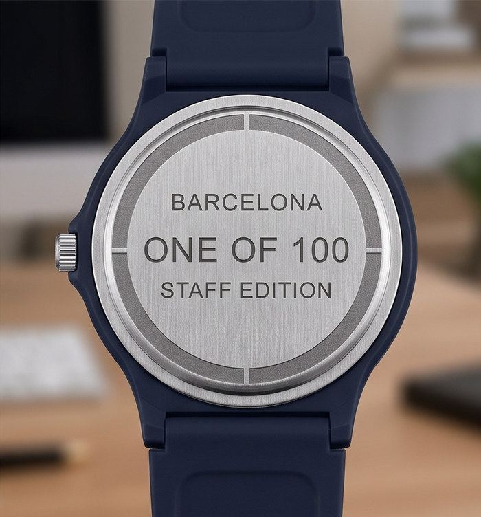 Trasera grabada: Barcelona, one of 100, Staff Edition